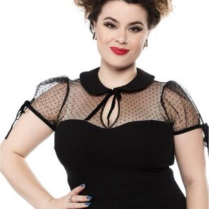 Elegant Black Sheer Polka Dot Top